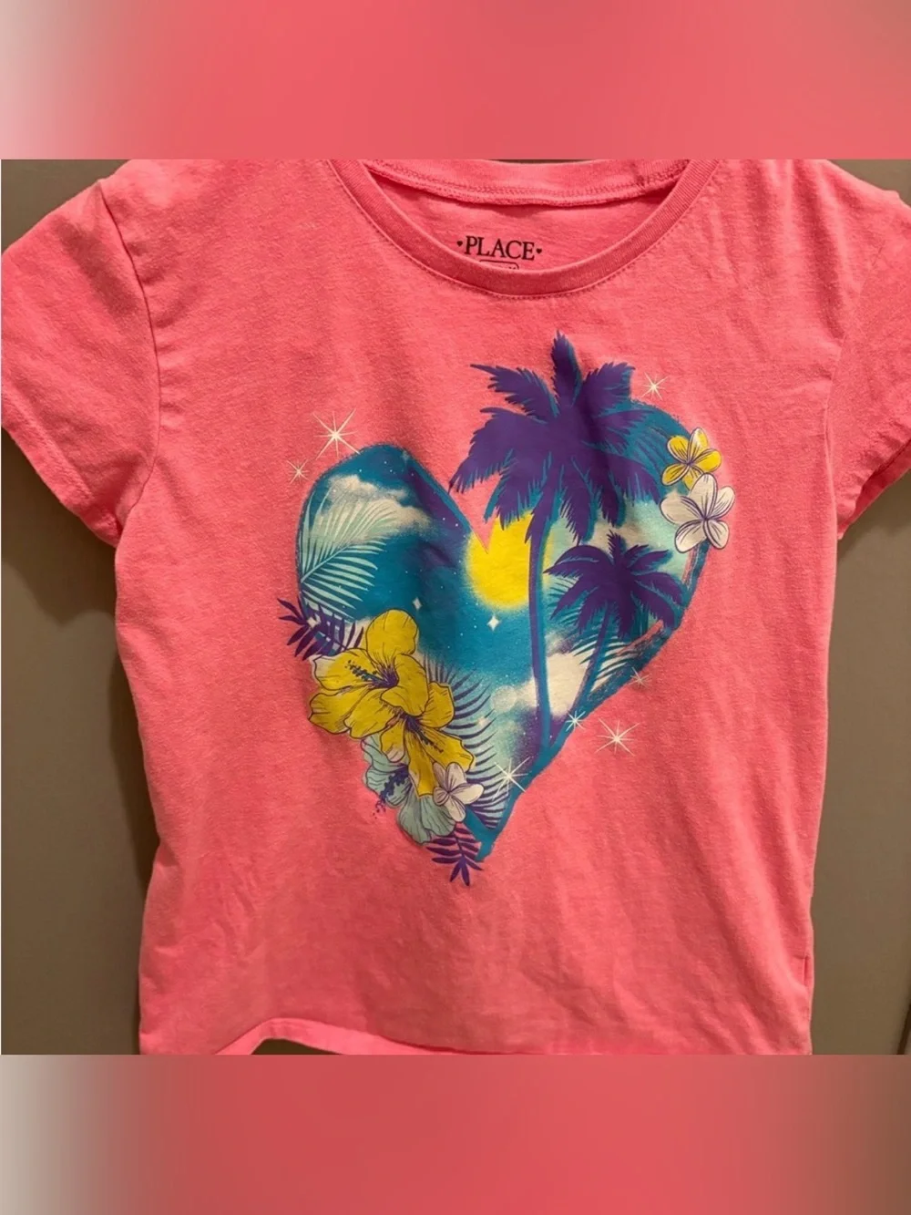 The Children's Place Pink Tropical Heart Tee